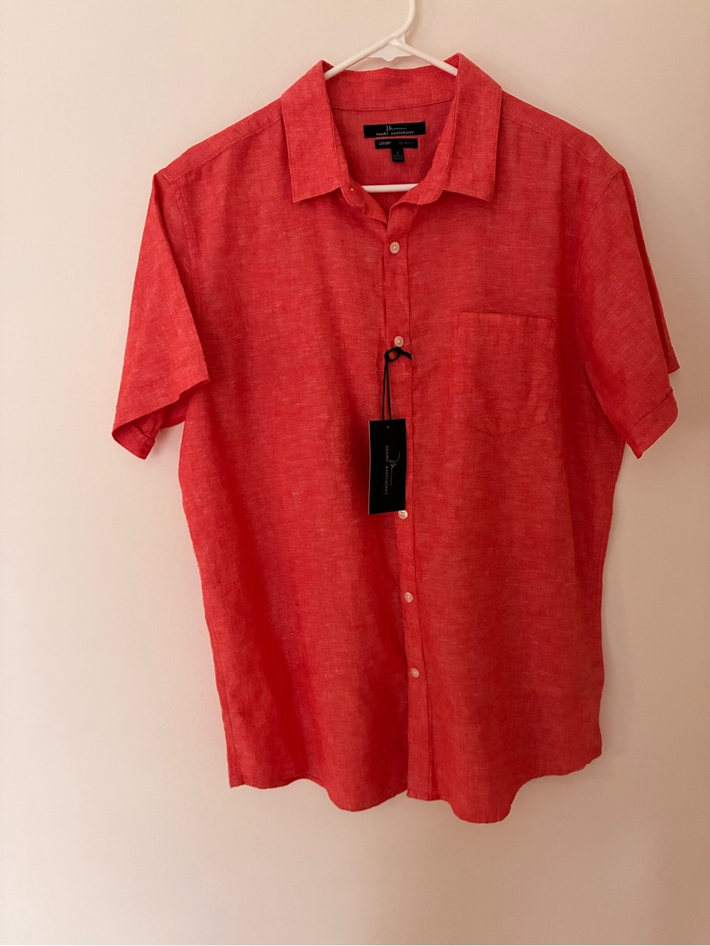 Marc Anthony bright coral Short-Sleeve Linen